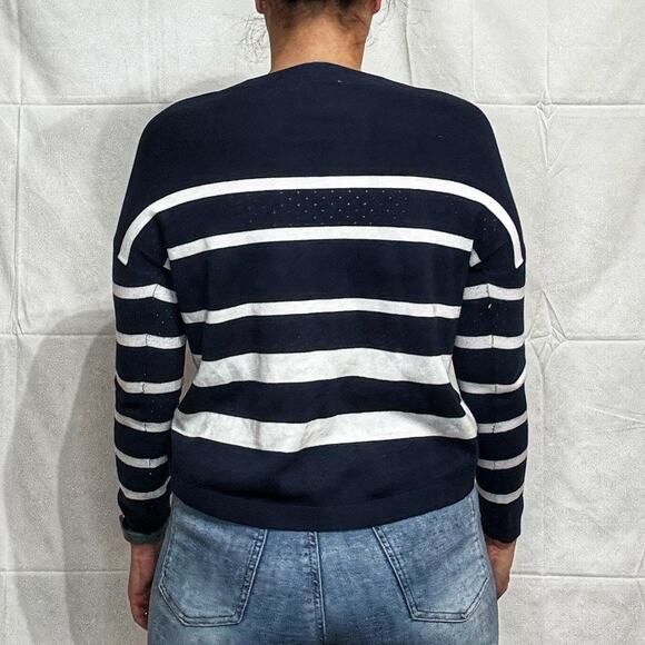 Gap Navy Striped Oversized Sweater Sz XS - Picture 9 of 11